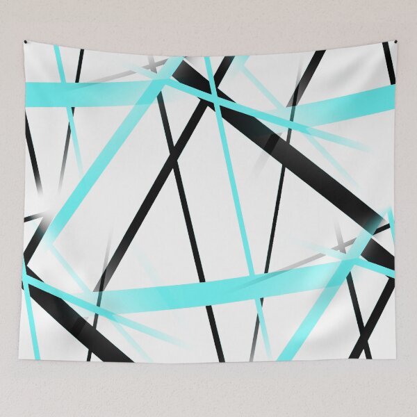 Item preview, Modern Line Cool Geometry White Black Aqua-Blue designed and sold by taiche.