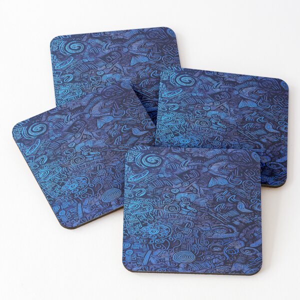 Item preview, Intricate Patterns and Abstract Design Featuring a Complex Arrangement of Geometric Shapes in a Deep Blue Background Evoking a Sense of Mystery and Creativity designed and sold by Matt_Smith.