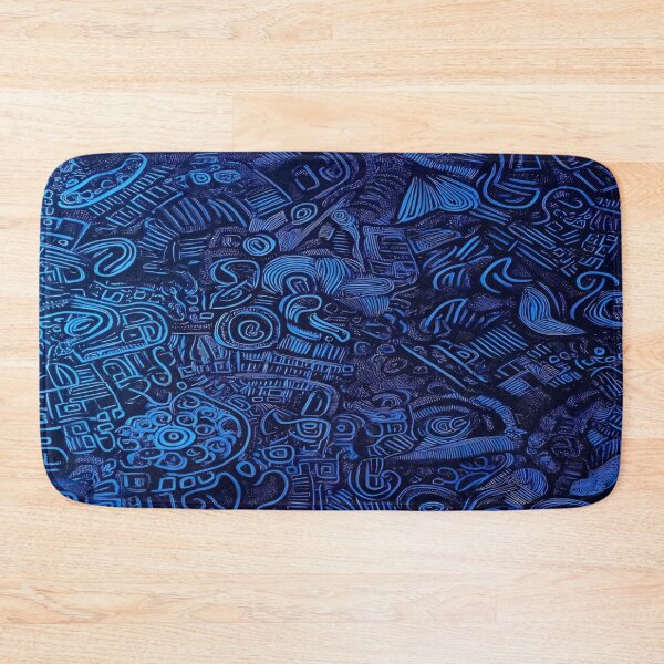Item preview, Intricate Patterns and Abstract Design Featuring a Complex Arrangement of Geometric Shapes in a Deep Blue Background Evoking a Sense of Mystery and Creativity designed and sold by Matt_Smith.