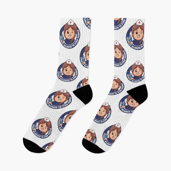 Item preview, Funny Nurse - Legally allowed to stab people nurse design (navy scrubs) designed and sold by messy-nessie.