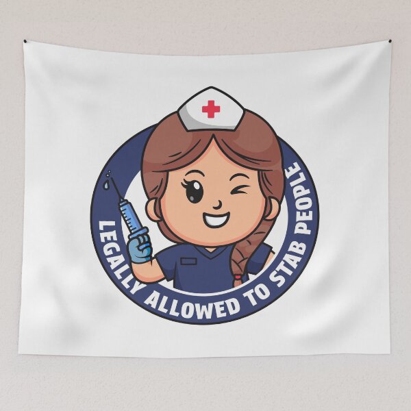 Item preview, Funny Nurse - Legally allowed to stab people nurse design (navy scrubs) designed and sold by messy-nessie.