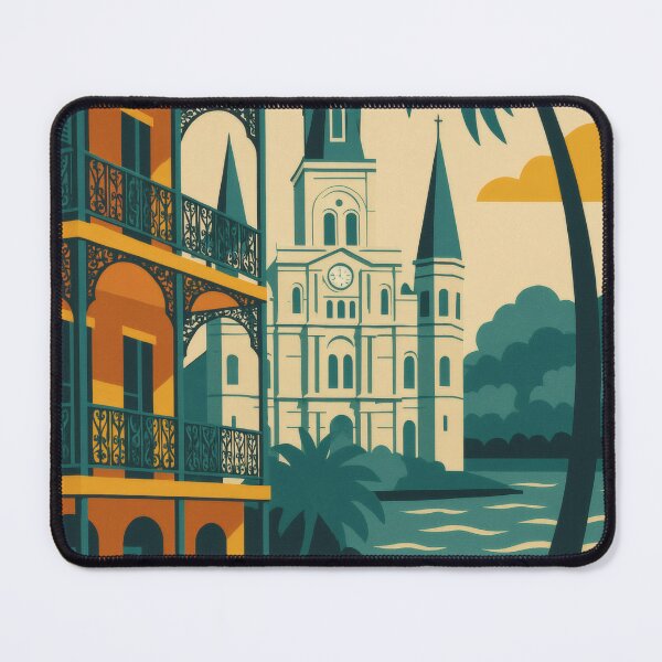 Item preview, Retro Pop Art Poster Illustration of New Orleans | Bold French Quarter, Jackson Square & Mississippi River Skyline | Vintage Louisiana Wall Art Decor designed and sold by PaintedPixels01.