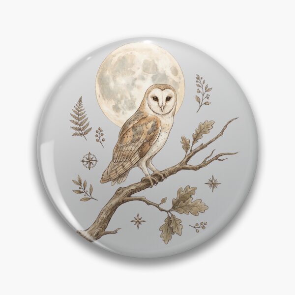 Item preview, Barn Owl on Moonlit Branch | Celestial Botanical Style designed and sold by Ortsas.