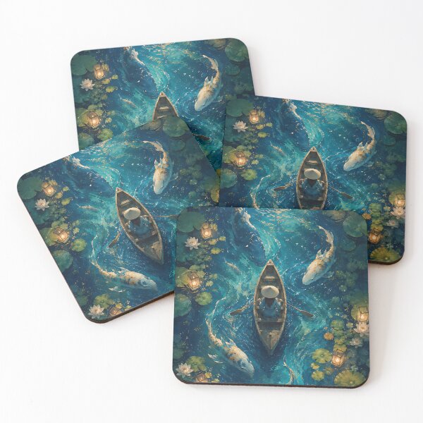 Item preview, Moonlight Koi Pond & Floating Lanterns Night Boat   designed and sold by Jaideep Walia.