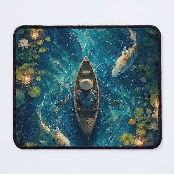 Item preview, Moonlight Koi Pond & Floating Lanterns Night Boat designed and sold by Jaideep Walia.