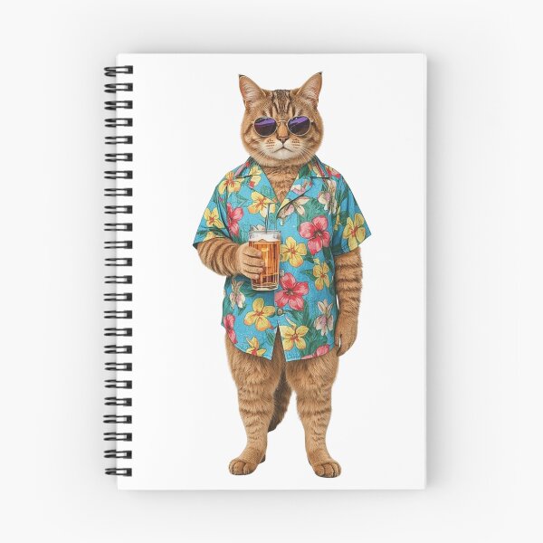 Item preview, Vacation Tabby Cat in Hawaiian Shirt with Tropical Drink and Sunglasses designed and sold by VeloraCrafts.