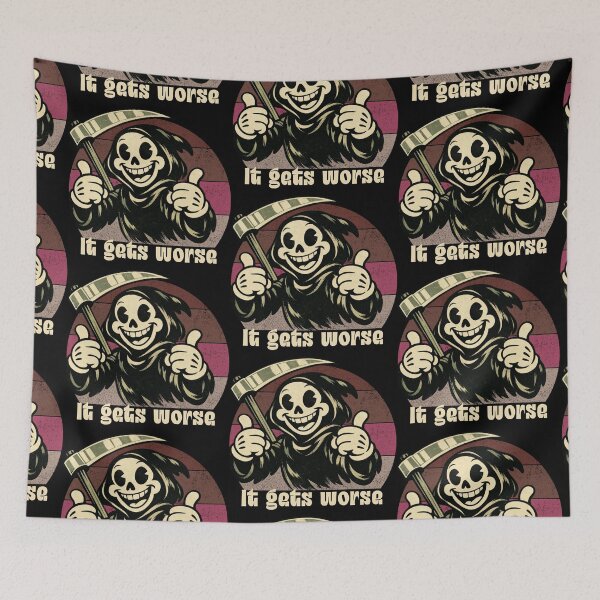 Item preview, Retro Cartoon Grim Reaper - It Gets Worse designed and sold by Nacho Average Designs.