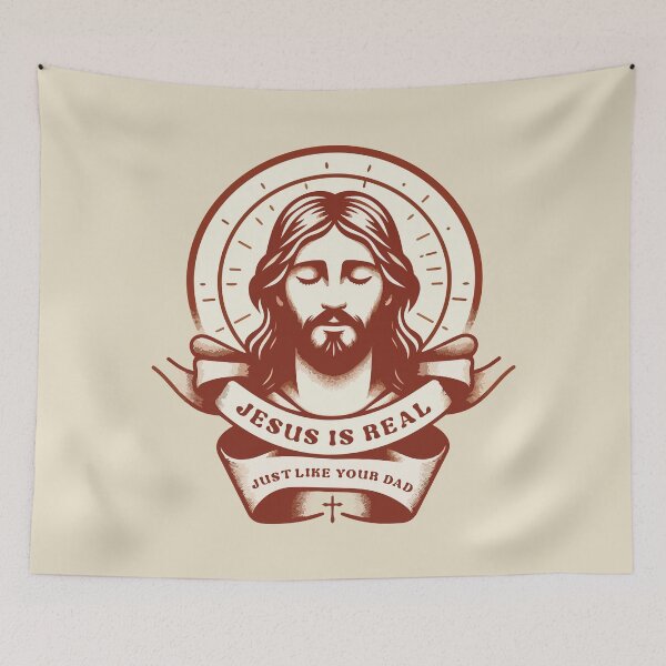 Item preview, Jesus Is Real Just Like Your Dad – Christian Faith Quote designed and sold by Scaryzz.