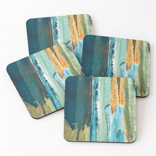 Item preview,  Aqua, Indigo Blue, And Green Streaks Abstract Art designed and sold by DEC02.