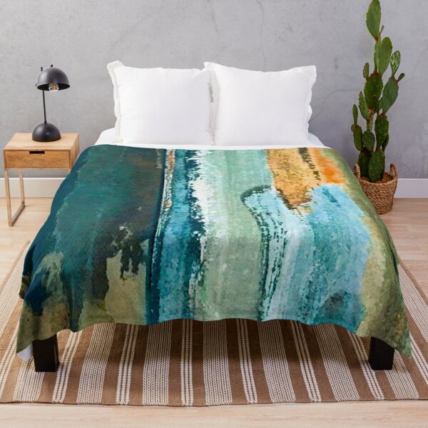 Item preview, Aqua, Indigo Blue, And Green Streaks Abstract Art designed and sold by DEC02.