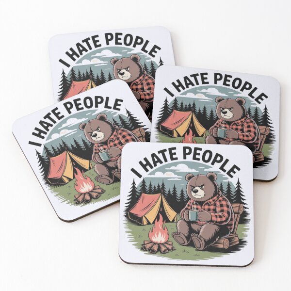 Item preview, I Hate People – Funny Camping Bear Campfire Design designed and sold by Palette & Hue.