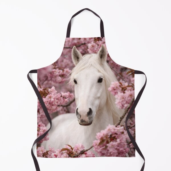 Item preview, White horse amidst pink cherry blossoms designed and sold by Fotografin1981.