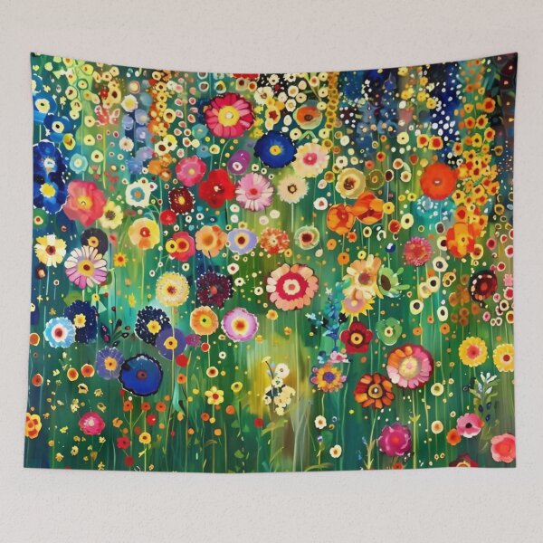 Item preview, Gustav Klimt Flower Garden Colourful Abstract Vivid Flowers Seamless Floral Pattern Digital Art and Illustration designed and sold by Matt_Smith.