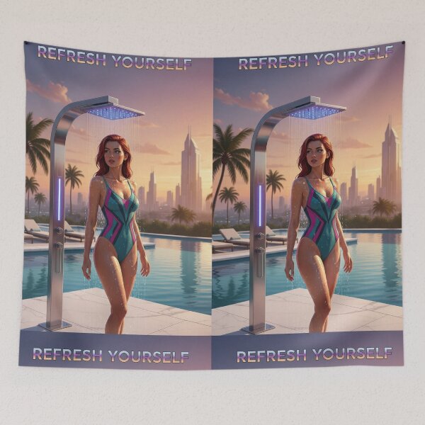 Item preview, Refresh Yourself Futuristic Cyberpunk Summer Poolside designed and sold by GraphixKing999.
