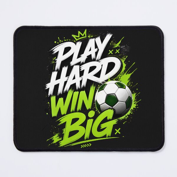 Item preview, Play Hard Win Big | Motivational Soccer Typography | Sports Streetwear Graphic Design designed and sold by tareankush.
