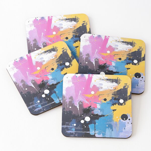 Item preview, Abstract Splatter Painting In Blue, Yellow, Pink, Black  designed and sold by DEC02.