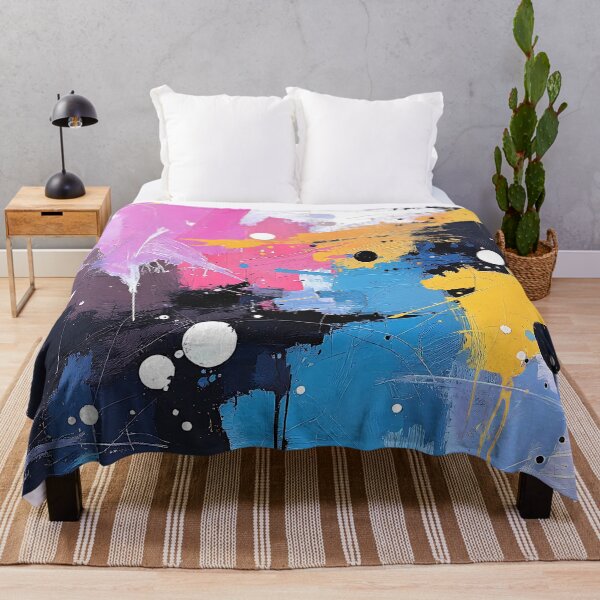 Item preview, Abstract Splatter Painting In Blue, Yellow, Pink, Black designed and sold by DEC02.
