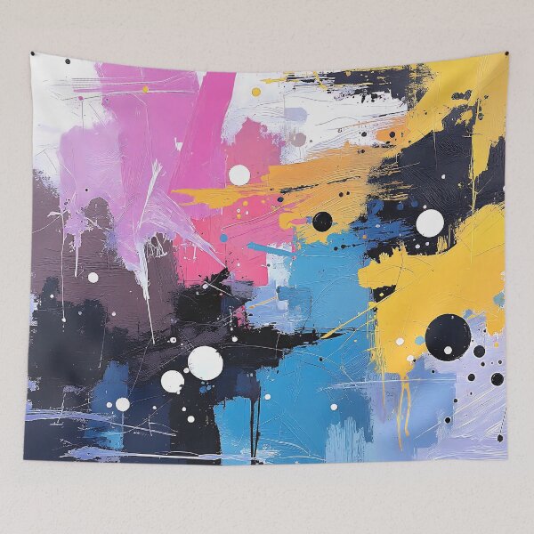 Item preview, Abstract Splatter Painting In Blue, Yellow, Pink, Black  designed and sold by DEC02.