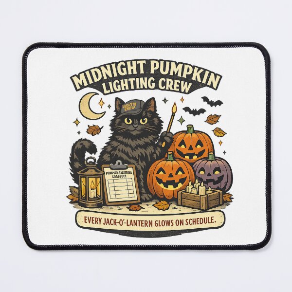 Item preview, Midnight Pumpkin Lighting Crew Black Cat Halloween designed and sold by Concrete Coffee Studio.