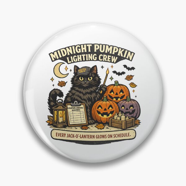 Item preview, Midnight Pumpkin Lighting Crew Black Cat Halloween designed and sold by Concrete Coffee Studio.