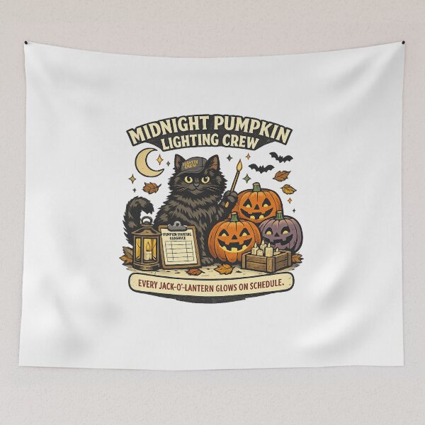 Item preview, Midnight Pumpkin Lighting Crew Black Cat Halloween designed and sold by Concrete Coffee Studio.