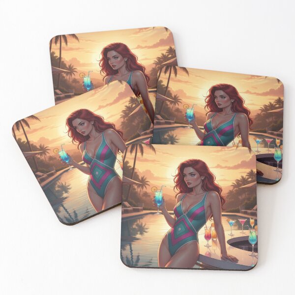 Item preview, Sunset Cool Tropical Poolside Retro Summer Vibe designed and sold by GraphixKing999.