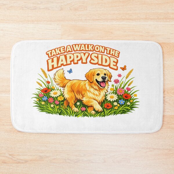 Item preview, Take a Walk on the Happy Side – Golden Retriever Walking Floral Dog Lover Design designed and sold by Sahil Randhawa.