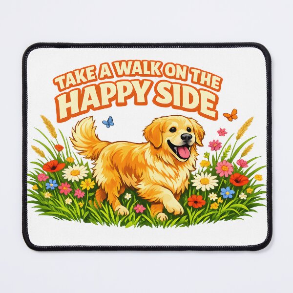 Item preview, Take a Walk on the Happy Side – Golden Retriever Walking Floral Dog Lover Design designed and sold by Sahil Randhawa.