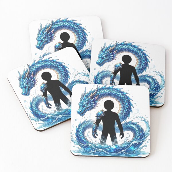 Item preview, Blue Water Dragon and Silhouette Warrior Fantasy Art designed and sold by Interactive-Art.