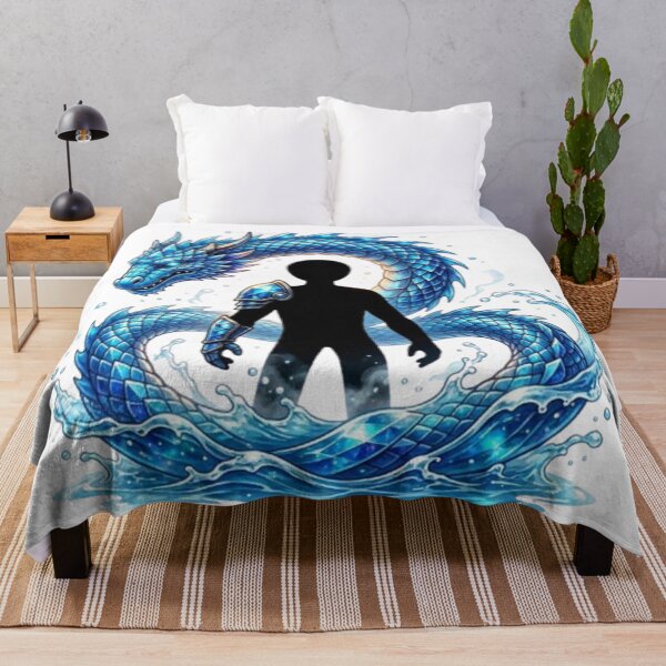 Item preview, Blue Water Dragon and Silhouette Warrior Fantasy Art designed and sold by Interactive-Art.
