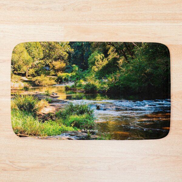 Item preview, Golden Hour River Landscape - Rainforest Sunshine Nature Photography designed and sold by AuraInkSC.
