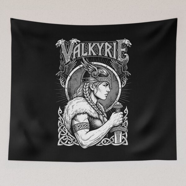 Item preview, Valkyrie Viking Strong Woman Female Norse Warrior Ravens designed and sold by GrandeDuc.