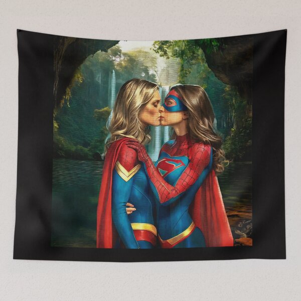 Item preview, Jungle Waterfall Romance – Superheroine Love Art designed and sold by Traudels Designshop.