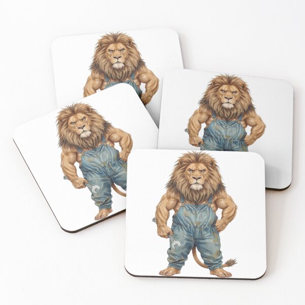 Item preview, Lion Mechanic with Wrench Wearing Denim Overalls designed and sold by VeloraCrafts.