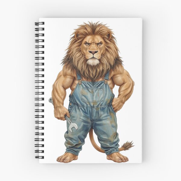 Item preview, Lion Mechanic with Wrench Wearing Denim Overalls designed and sold by VeloraCrafts.