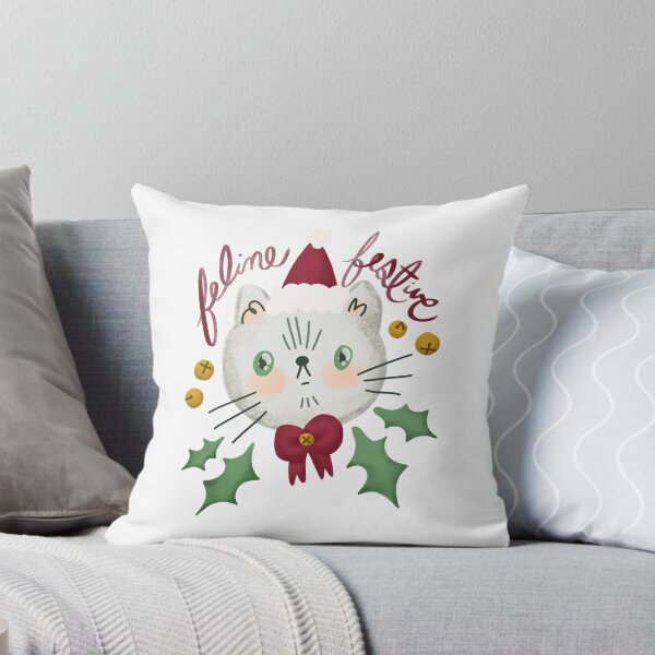 Item preview, Feline Festive Cute White Christmas Cat Illustration designed and sold by KodiakMillyy.