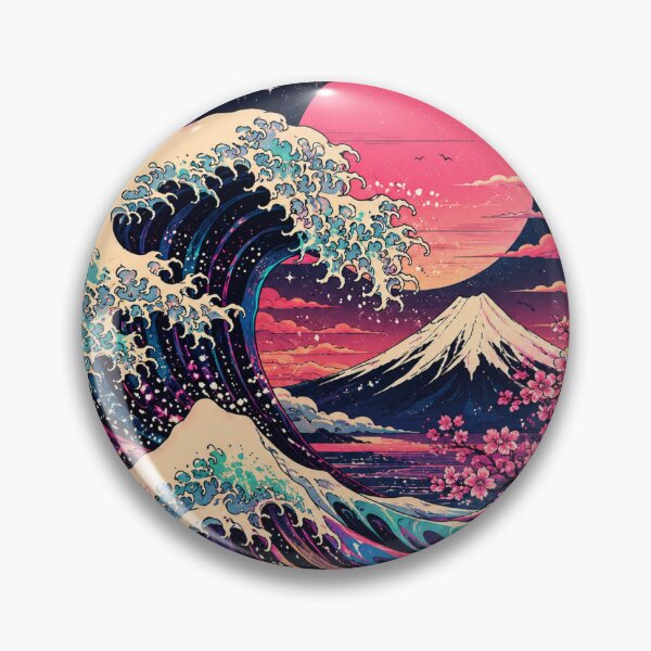 Item preview, Moonlit Cosmic Wave with Sakura Blossoms designed and sold by Tumazon.