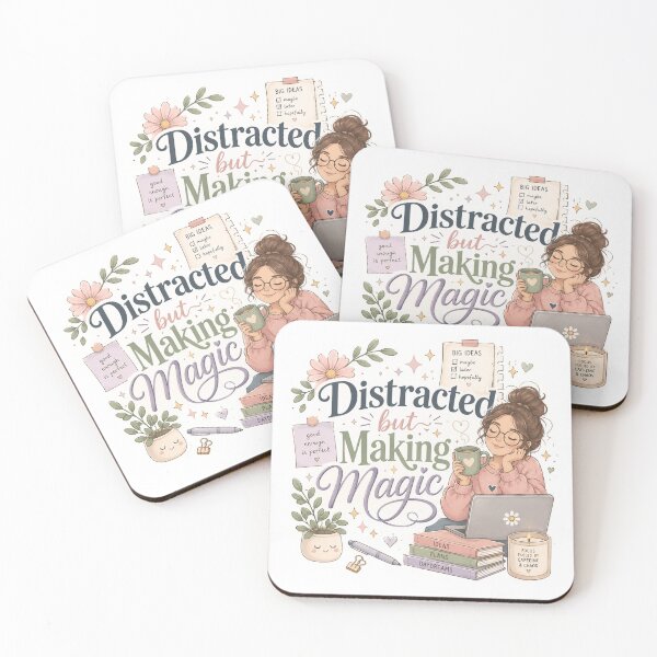 Item preview, Distracted But Making Magic Sticker | ADHD Motivation | Neurodivergent Productivity & Cozy Planner Aesthetic designed and sold by Pixanova.