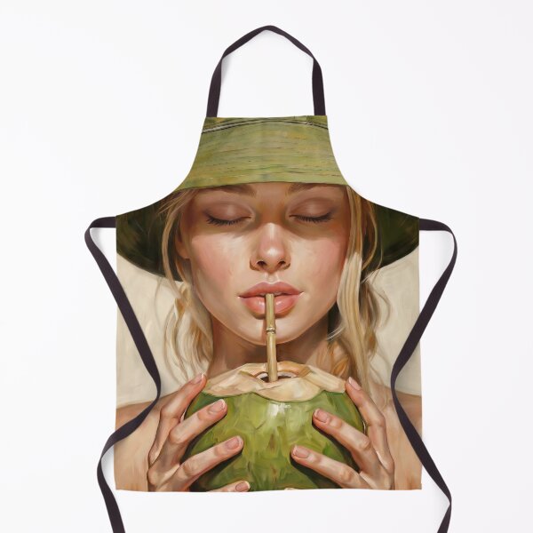 Item preview, Portrait painting young woman drinks a fresh coconut designed and sold by TYA - Take Your Art.