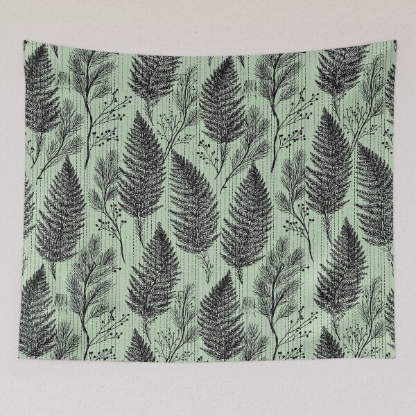 Item preview, Forest Ferns and Pine Branches Woodland Cottagecore Pattern designed and sold by VectorForge.