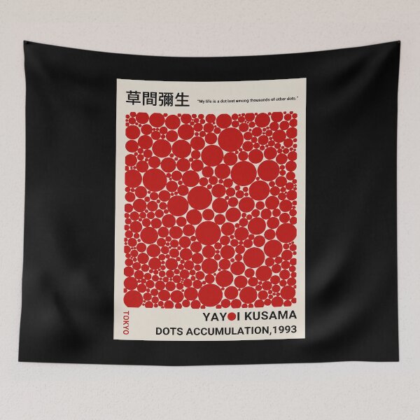 Item preview, Yayoi Kusama Dots Accumulation Poster 1993 - Red Polka Dot Wall Art Print with Famous Quote, Tokyo Art designed and sold by scrambledpeg.
