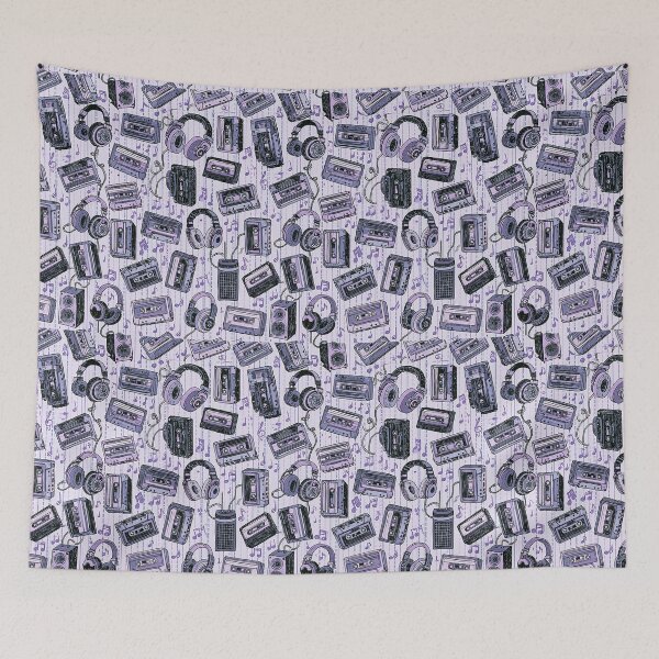 Item preview, Retro Cassette Tapes and Headphones Music Lover Pattern designed and sold by VectorForge.