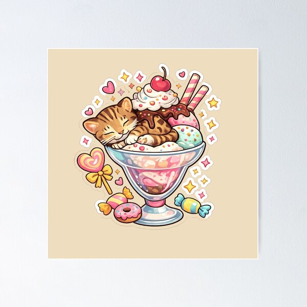 Item preview, Sweet Dreams Sundae Cat designed and sold by Chiknook.