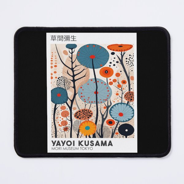 Item preview, Yayoi Kusama Mori Museum Poster - Blue Orange Floral Wall Art Print, Tokyo Modern Art Decor designed and sold by HappyGrandmaUB.