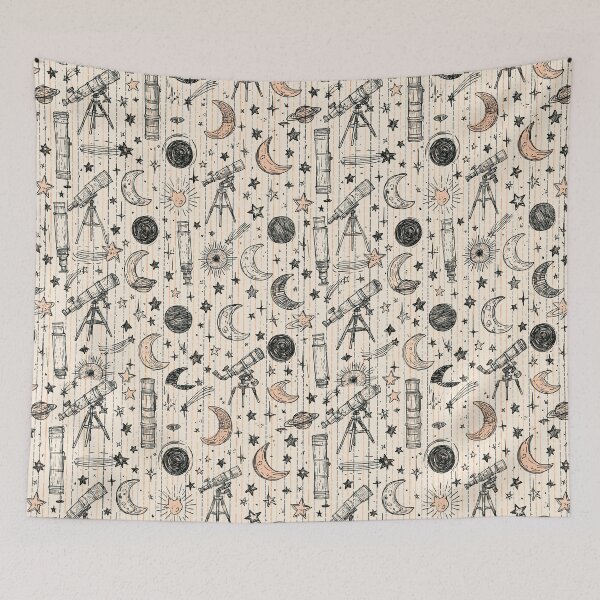 Item preview, Vintage Telescopes, Moons and Starry Sky Astronomy Pattern designed and sold by VectorForge.
