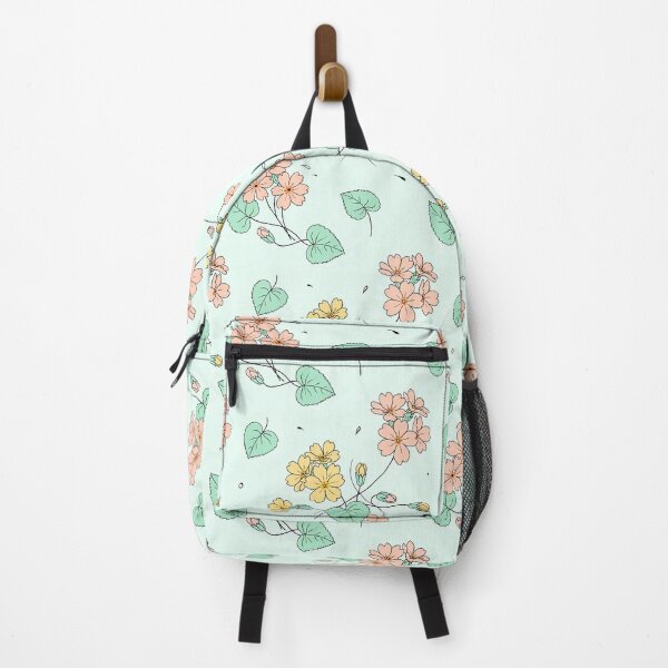 Item preview, Pink and Yellow Wildflower Pattern on Mint Green Background designed and sold by NuvoraNest.