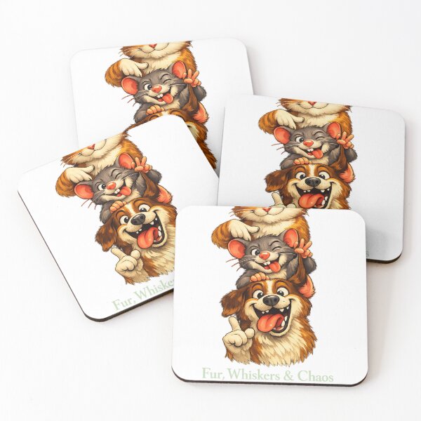 Item preview, Fur, Whiskers & Chaos – Funny Cat Rat Dog Cartoon | Smug Cat, Cheeky Rat, Goofy Dog Vertical Long Design designed and sold by EdgeSphere.