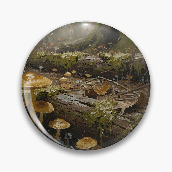 Item preview, Golden Forest Mushrooms Oil Painting, Enchanted Woodland Floor, Mossy Log Nature Art, Autumn Fantasy Forest Scene designed and sold by cr6zym1nd.