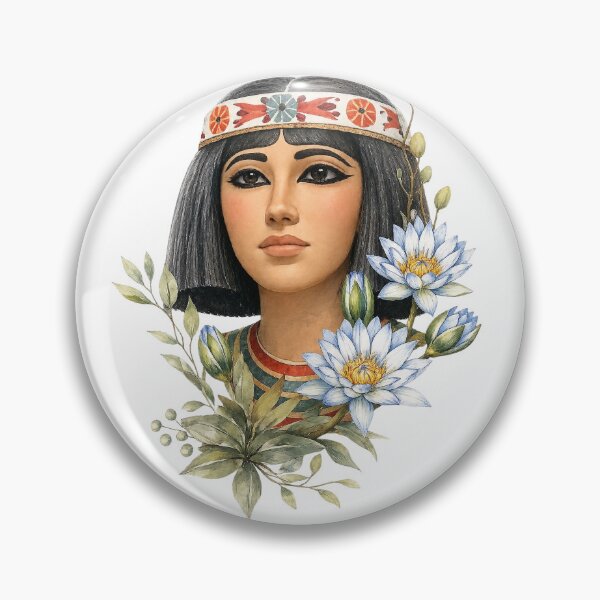 Aperçu de l'œuvre Aquarelle de la reine Nofret d'Égypte | Portrait floral de lotus de l'Égypte antique | Illustration botanique de la reine d'Égypte créée et vendue par TuyaArts.