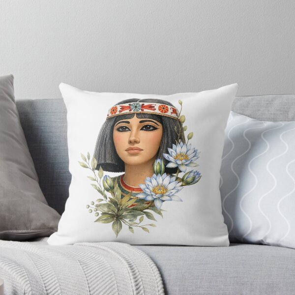 Item preview, Egyptian Queen Nofret Watercolor Art | Ancient Egyptian Lotus Floral Portrait | Botanical Egyptian Queen Illustration designed and sold by TuyaArts.